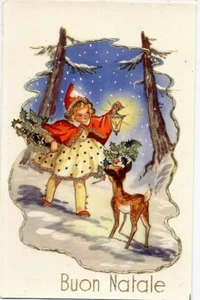 Serie Completa di 6 cartoline Bambini Bosco Laminate con rilievi oro PC 1940 3 - Imagen 1 de 6