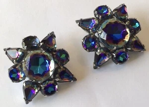 FABULOUS VINTAGE SCHIAPARELLI SIGNED WATERMELON RHINESTONE EARRINGS - Picture 1 of 2