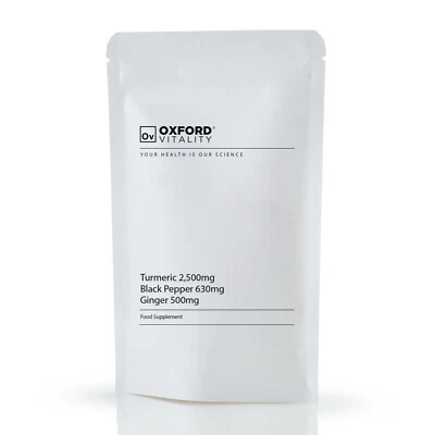 OXFORD VITALITY Tabletas de cúrcuma 2.500 mg, pimienta negra 630 mg y jengibre 500 mg