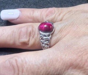 Sterling Silver Red Tiger Eye Ring Size 7 - Picture 1 of 2