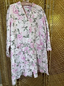 Eileen West Pink Floral Robe Quilted Summer Full Zip Lounge Women’s Medium - Picture 1 of 6