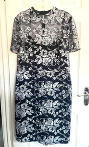 Debut Womens Plus Size Navy Blue Floral Embroidered Knee Length Dress Size 18 uk - Picture 1 of 7