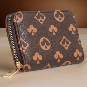 Designer inspired All around Zip Wallet in Brown - Picture 1 of 6