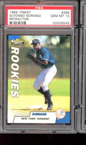 1999 FINEST ALFONSO SORIANO #286 RC REFRACTOR PSA 10 GEM MINT RARE SLAB