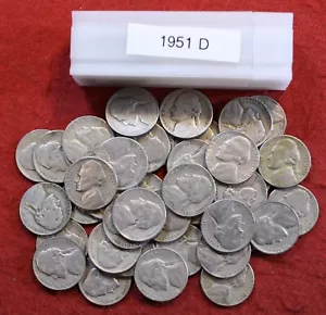 1951-D Jefferson Nickels 40 Münzwolle im Umlauf - Bild 1 von 3