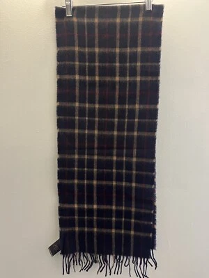 Brooks Brothers 男式多色格子美利奴羊毛矩形围巾 - 全新带标签 — 第 1/4 张图片