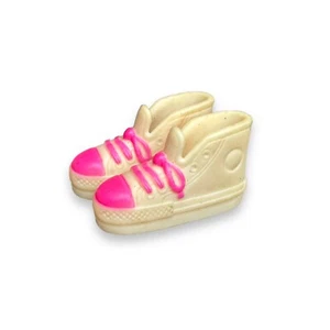 Mattel Barbie Adolescente Patrón Blanco Rosa Zapatillas Altas Zapatos De Colección Años 90 Planos - Imagen 1 de 6
