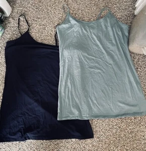Lot Of 2 Active Basic Cami Tank Top Cotton Stretch Adjustable Spaghetti Strap 3X - Picture 1 of 6