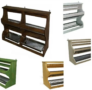 Piattaia in legno con scolapiatti in acciaio credenza porta spezie da parete - Imagen 1 de 8