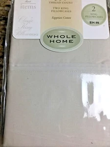 Whole Home 350 Thread Count Egyptian Cotton Pillowcases - Set of 2 - King - Picture 1 of 6