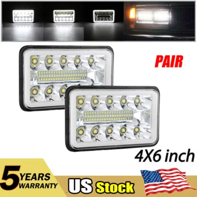 Par de faros LED 500W 4x6" haz alto DRL para Western Star 4900 1981-2002 Foto 1 de 4