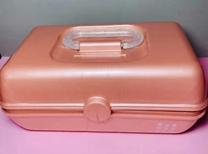 Caboodles Girls Blush Pink Coral Makeup Travel Plastic Case with Mirror - Picture 1 of 4