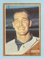 1962 Topps Baseball Al Cicotte #126 Houston Colt .45s NMT+