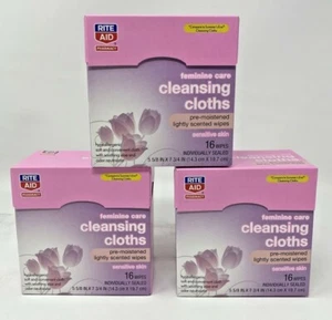 3 Cajas de Rite Aid 16 quilates Paños Limpiadores Femeninos Aloe y Control de Olores 48 en total - Imagen 1 de 5