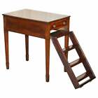 ANTIQUE REGENCY LIBRARY METAMORPHIC LIBRARY STEPS TABLE OXBLOOD LEATHER LADDER