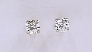GIA Certified I Color VS2 Half Carat Total Weight Natural Diamond Stud Earrings - Picture 1 of 5