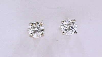 GIA Certified I Color VS2 Half Carat Total Weight Natural Diamond Stud Earrings Foto 1 de 4