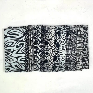 POUND PACK PLUS 1398 100% Cotton Batiks & Handpaint Fabric Scrap Black & White - Picture 1 of 3