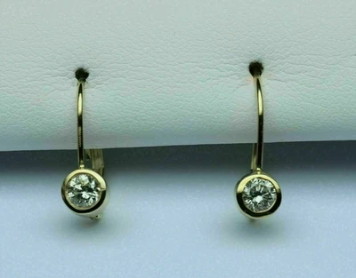 1.50 Ct Round Cut Moissanite Simulated Hoop Earrings 14K Yellow Gold plated - Image 1 of 4