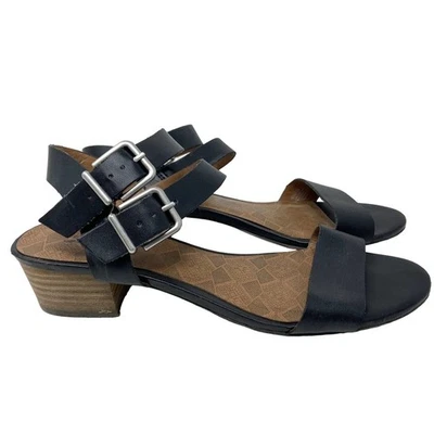 Sandalias Lucky Brand de cuero negro con doble hebilla talla 8  Foto 1 de 4