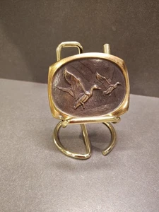 1978 Basic tool supply belt buckle bronze steven knight  2 Duck  Flying - Picture 1 of 4