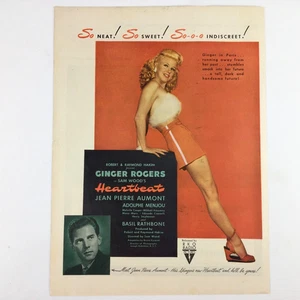 1946 Ginger Rogers Herzschlag Film DRUCKWERBUNG Romanze Komödie RKO Film rot-orange - Bild 1 von 1