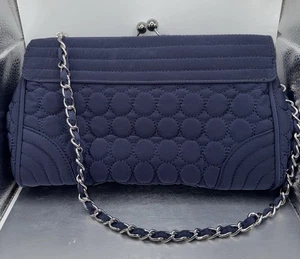 Vera Bradley Blue Quilted Kiss Clasp Closure Shoulder Strap Bag/Purse - Picture 1 of 8
