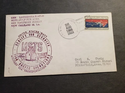 USNS LAURENTIA T-AF 44 Naval Cover 1966 Cachet APO 09023 THULE AIRBASE GREENLAND - Image 1 of 2