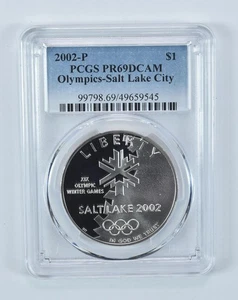 2002-P Winter Olympics Commemorative Dollar PR69 DCAM PCGS Blue Label *1721 - Picture 1 of 5