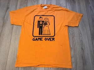 Port & Company Men’s M Orange “Game Over Marriage” Funny Preshrunk Cotton T-Shir - Picture 1 of 12
