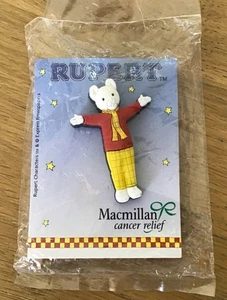 RUPERT BEAR Rubber Pin Badge (1) 3.5cm x 2.3cm NEW & SEALED - Picture 1 of 2