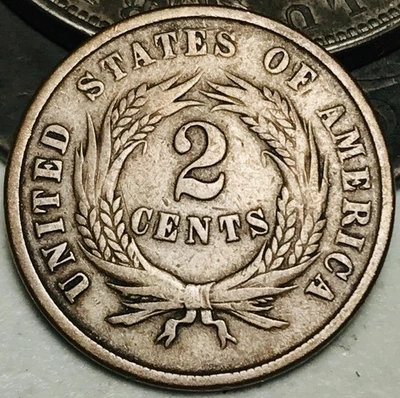 1865 Two Cent Piece 2C Ungraded Civil War Date US Copper Coin CC28434 - Image 1 of 4