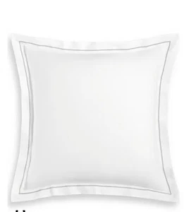 New  (1) Hotel Collection  Italian Percale Euro Pillow Sham White/ Silver Border - Picture 1 of 3