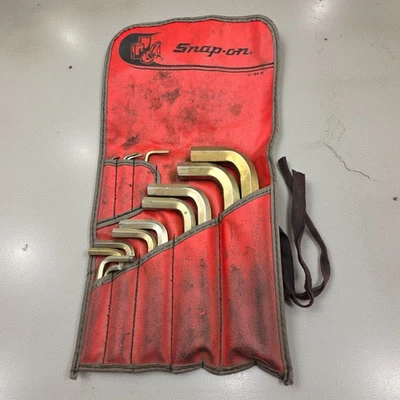 Vintage Snap On Tool 14pc Metric Hex Key Set Allen Wrench Pouch C84B Gold  - Image 1 of 4