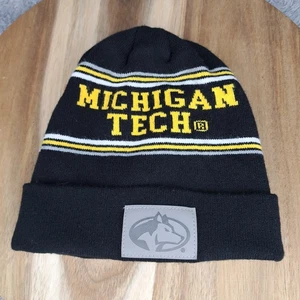 Michigan Tech Huskies Mütze Cap Beanie schwarz gelb Spellout NCAA Unisex - Bild 1 von 6
