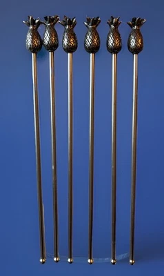 Juego de 6 agitadores de cócteles Swizzle Sticks selecciones de comida piña tiki tema de playa Foto 1 de 4