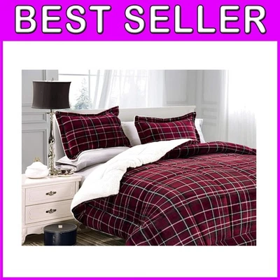 Lujoso juego de edredón alternativo a cuadros King/Cal King - reversible, acogedor Foto 1 de 4