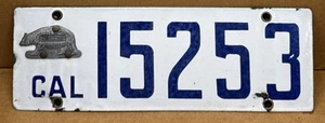 BONITO RARO 1917 PORCELANA DMV DESPEJADO CALIFORNIA 15253 MATRÍCULA SIN RETOQUES - Imagen 1 de 6