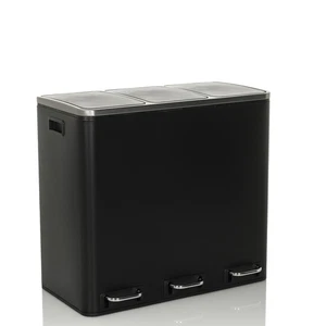 hjh OFFICE Abfallsammler Mülltrennsystem CLEAN IX Eimer 54L 3x18L Stahl schwarz - Bild 1 von 3