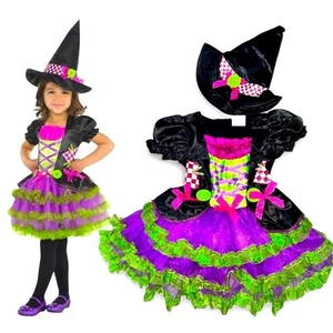 Toddler Girls STITCH WITCH COSTUME Ruffle Dress and Hat NEW 2pc - Picture 1 of 1