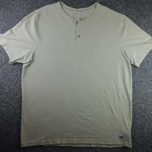 Vuori Shirt Mens XL Beige Henley Pima Cotton Blend Short Sleeve Button Tee Adult - Picture 1 of 17
