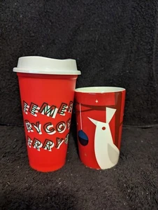 Starbucks Christmas Red 2012 Partridge Mug And 2013 Plastic Cup. Free shipping! - Picture 1 of 5