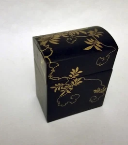 Vintage Black Laquer Playing Card Box - Picture 1 of 5