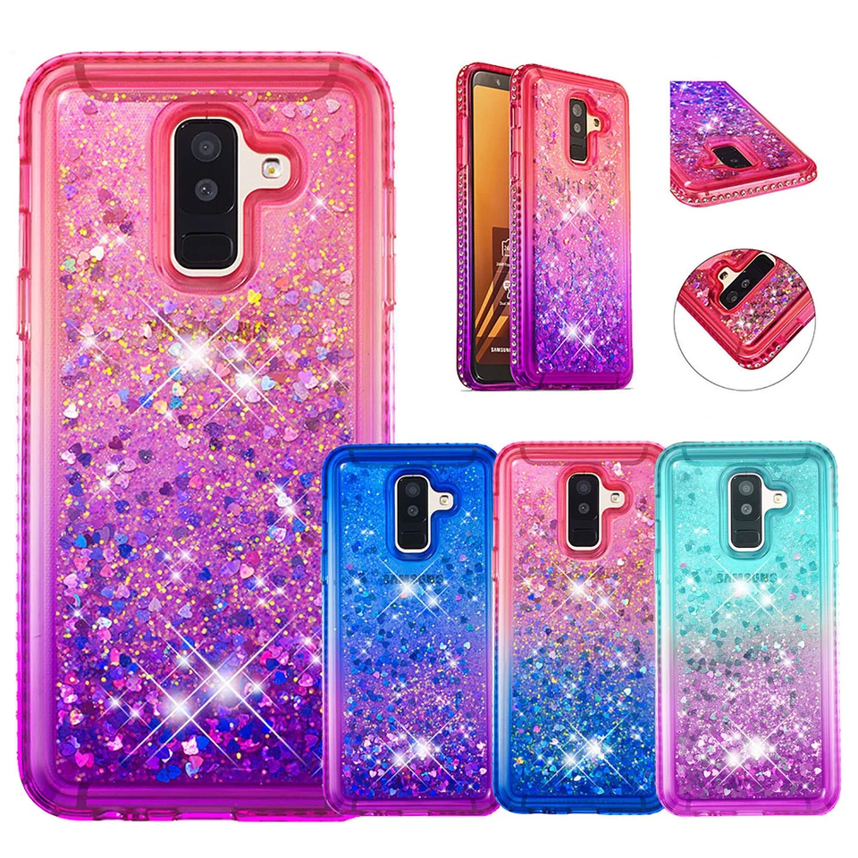 Funda de teléfono para Samsung Galaxy A6/A6 Plus/A9 brillo diamante líquido arena movediza Foto 1 de 4