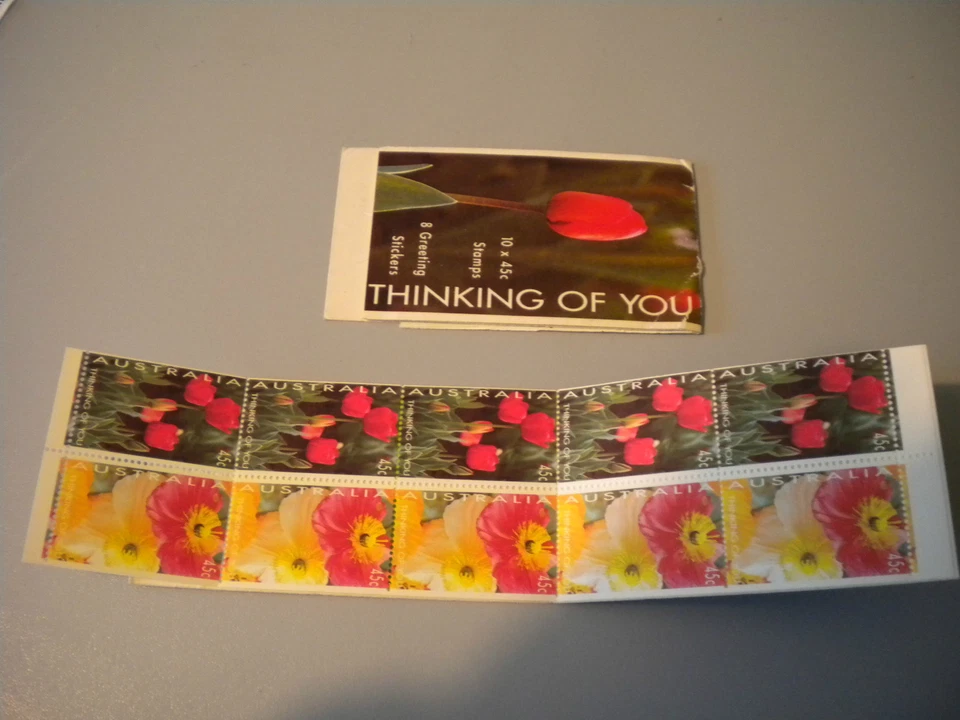 FRANCOBOLLI Australia Libretto Fiori 10 Valori 45c. MNH + 8 chiudilettera - Immagine 1 di 1