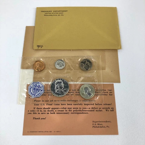 (1) 1957 United States SILVER Proof Set in US Treasury Department Packaging Cover