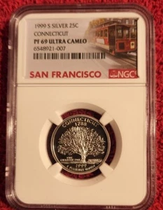 1999 silver Connecticut statehood quarter NGC PF 69 Ultra Cameo - Picture 1 of 2