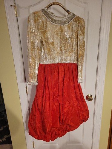 OFF WHITE Abito bianco sporco paillettes e rosso taglia 10