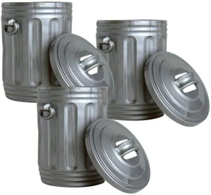 Set of 3 Silver Trash Cans for WWE & AEW Wrestling Action Figures - Picture 1 of 1