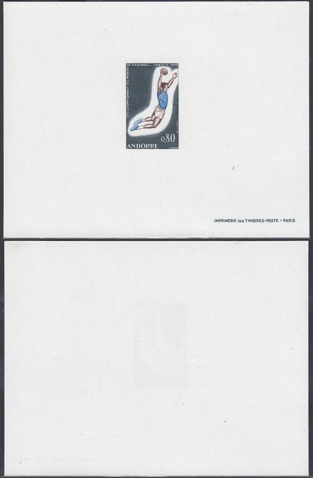 Andorra 1970- Andorra Francesa- Mi Nr.: 221. Prueba de lujo."Balonmano"..(EB) AR-01049 Foto 1 de 1